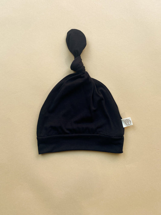 Top Knot Hat | Black | Bamboo - Tenth & Pine - Top Knot Hat - 0 - 6M