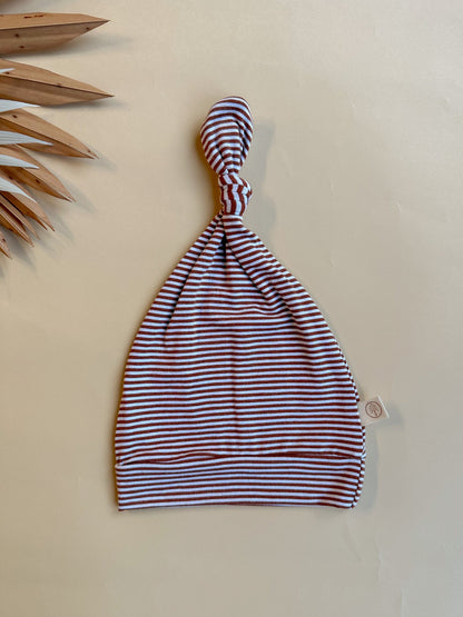 Top Knot Hat | Brown Stripe | Bamboo Organic Cotton - Tenth &amp; Pine - Top Knot Hat