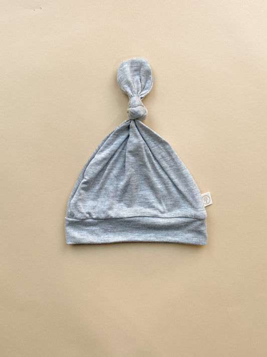 Top Knot Hat | Heather Gray | Bamboo - Tenth & Pine - Top Knot Hat - 0 - 6M