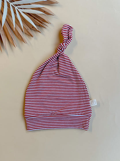 Top Knot Hat | Red Stripe | Bamboo Organic Cotton - Tenth &amp; Pine - Top Knot Hat