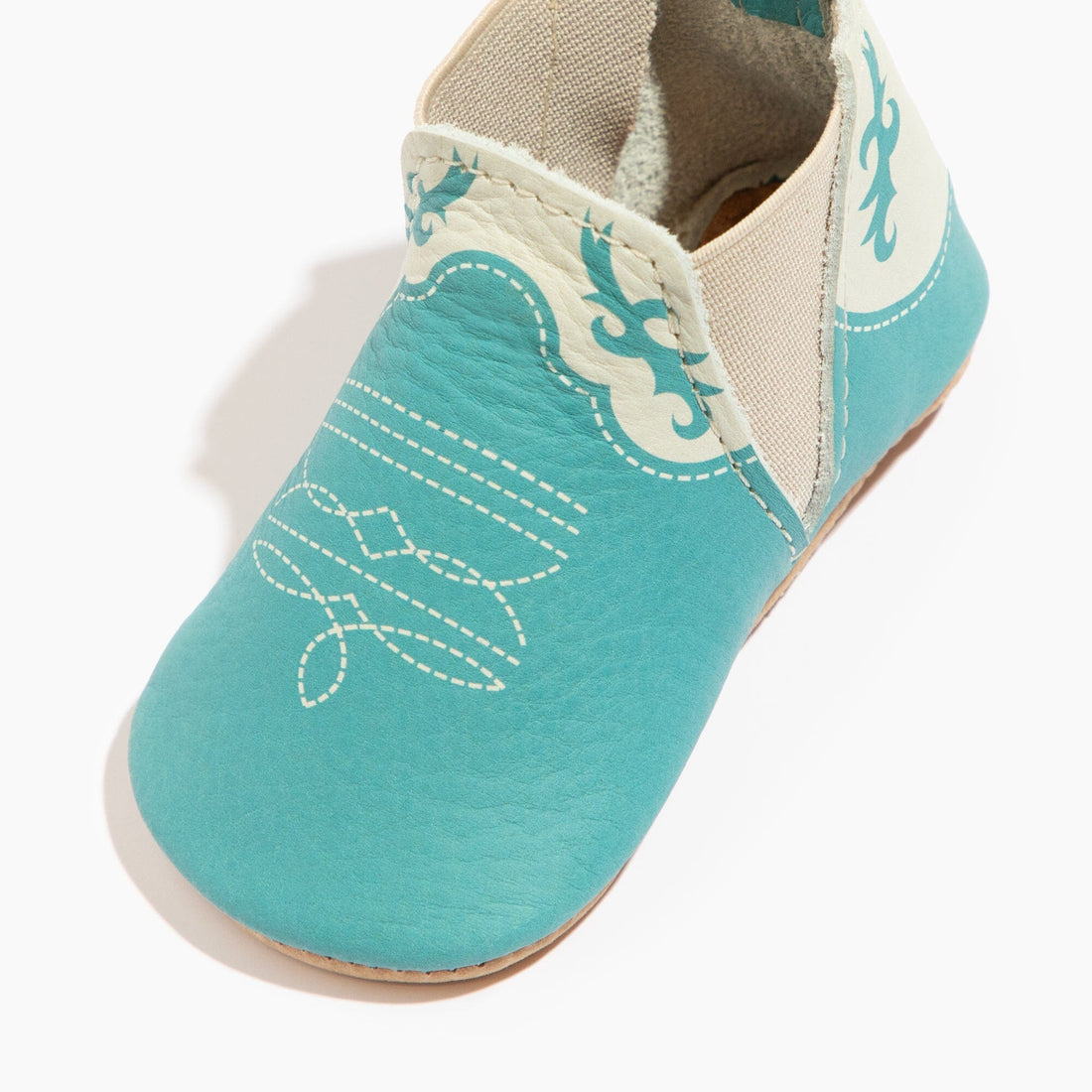 Turquoise Cowboy Chelsea Boot Baby Shoe - Tenth &amp; Pine - Chelsea Boot - Soft Sole - 1