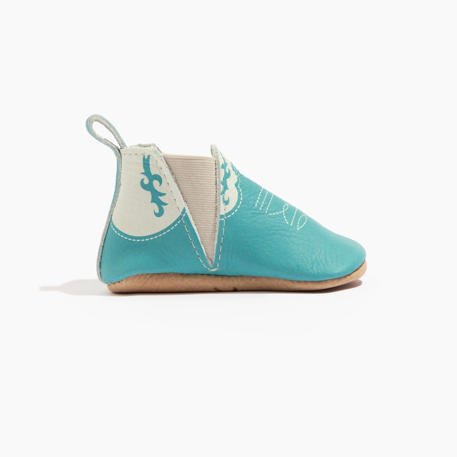 Turquoise Cowboy Chelsea Boot Baby Shoe - Tenth &amp; Pine - Chelsea Boot - Soft Sole - 1