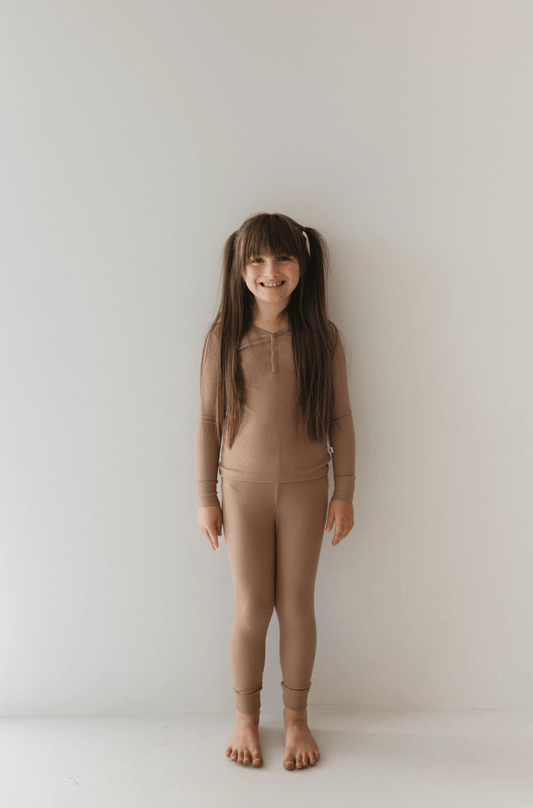 Two Piece Bamboo Pajamas | Ribbed Milk Chocolate - Tenth & Pine - 2/3 Years