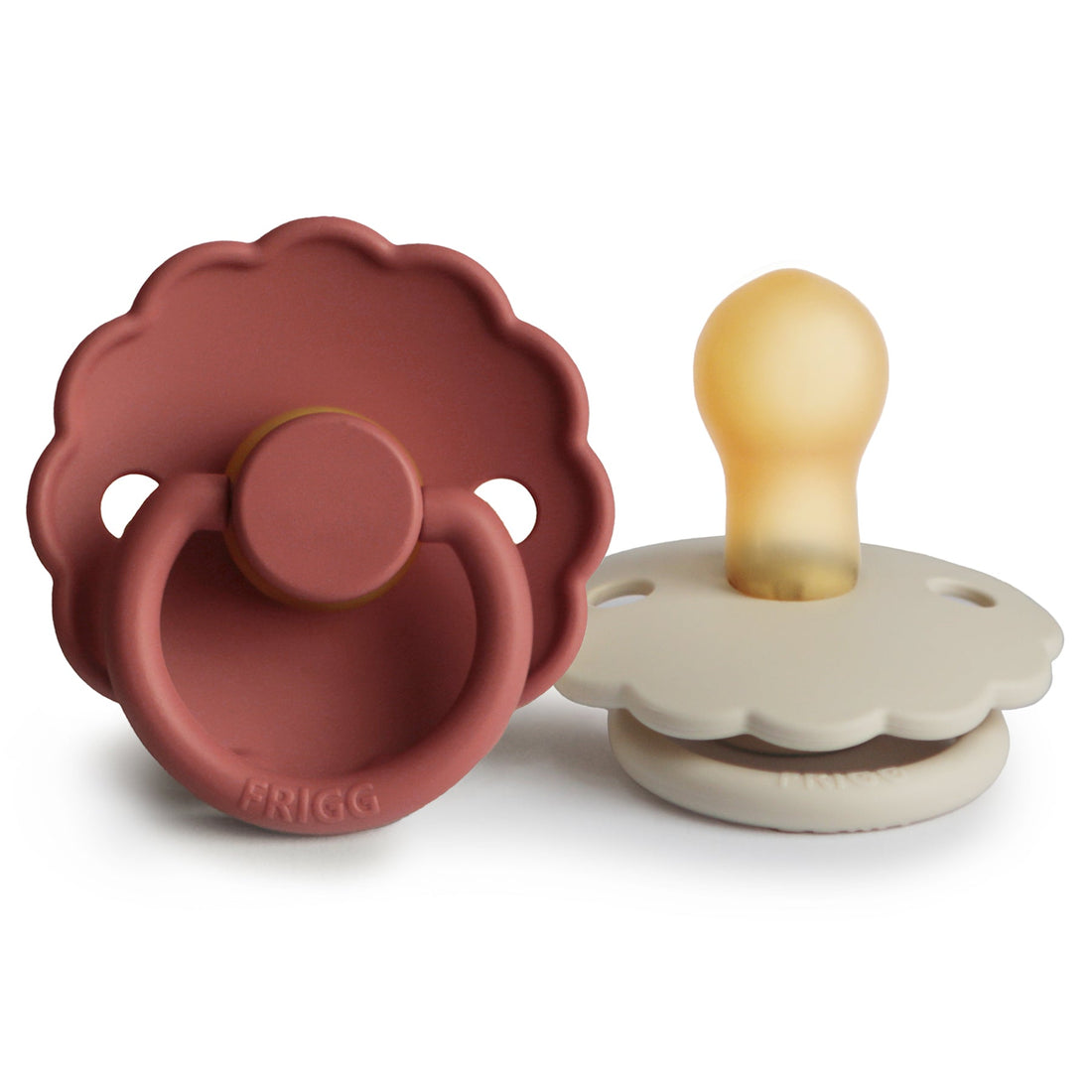 FRIGG Daisy Natural Rubber Pacifier 2 - Pack - Tenth &amp; Pine - FRIGG PACIFIERS - 0 - 6 months - Baked Clay/Cream