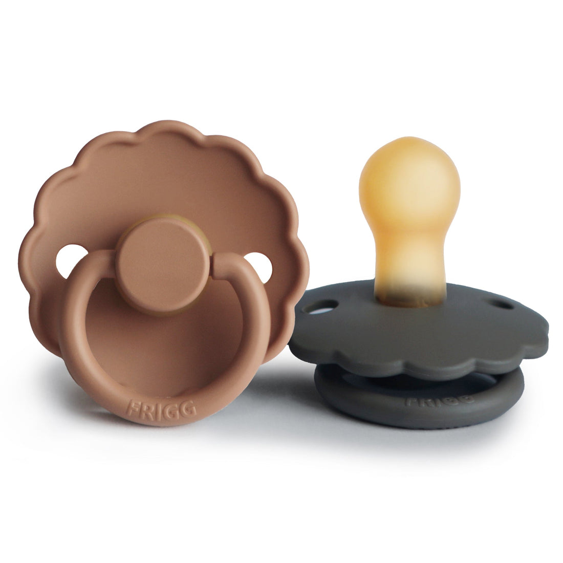 FRIGG Daisy Natural Rubber Pacifier 2 - Pack - Tenth &amp; Pine - FRIGG PACIFIERS - 0 - 6 months - Graphite/Peach Bronze