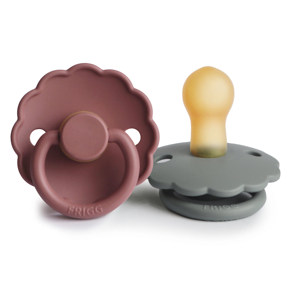 FRIGG Daisy Natural Rubber Pacifier 2 - Pack - Tenth &amp; Pine - FRIGG PACIFIERS - 0 - 6 months - Woodchuck/French Gray