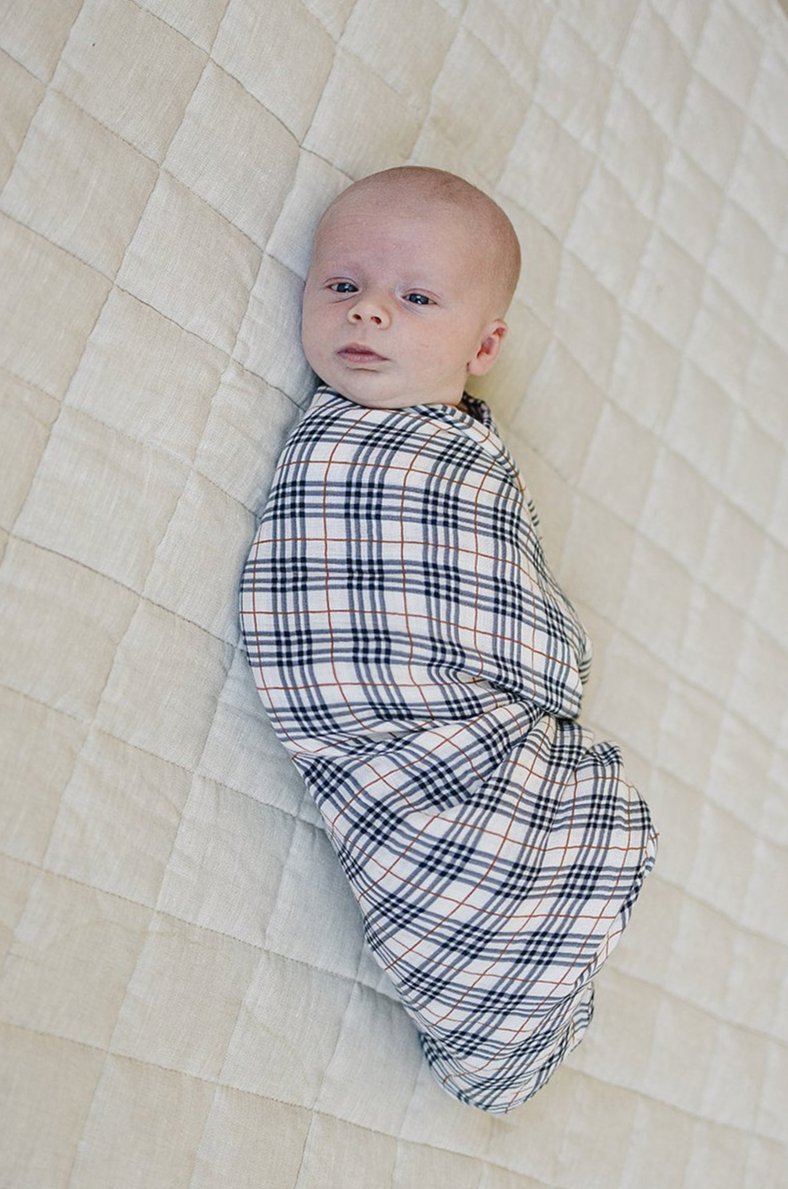 Vintage Plaid Muslin Swaddle Blanket - Tenth &amp; Pine - 