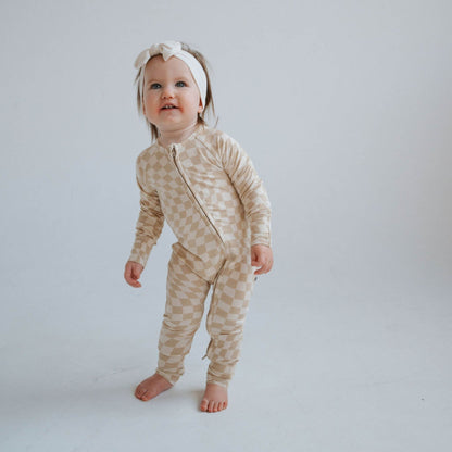 Wavy Checker | Bamboo Zip Romper - Tenth &amp; Pine - Apparel - Newborn