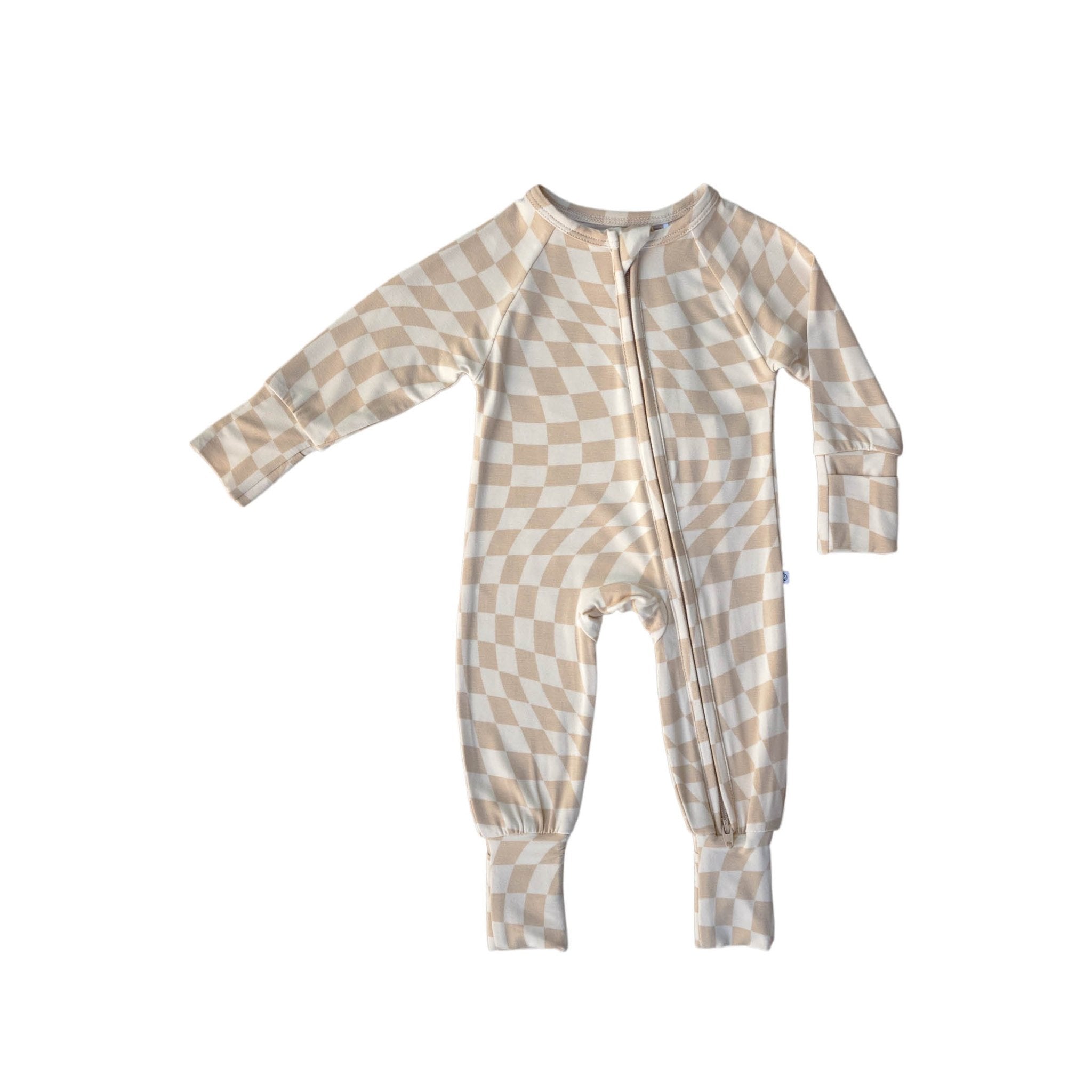 Wavy Checker | Bamboo Zip Romper - Tenth &amp; Pine - Apparel - Newborn