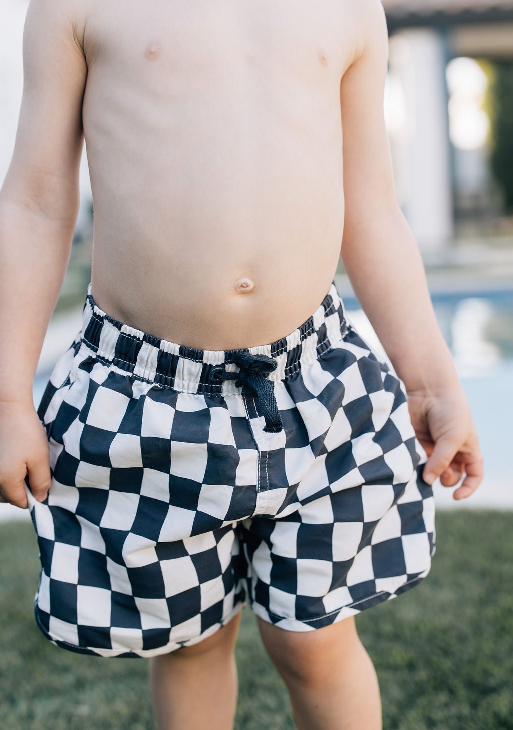 Wavy Checkered Swim Shorts - Tenth & Pine - Swim Shorts - 0 - 3