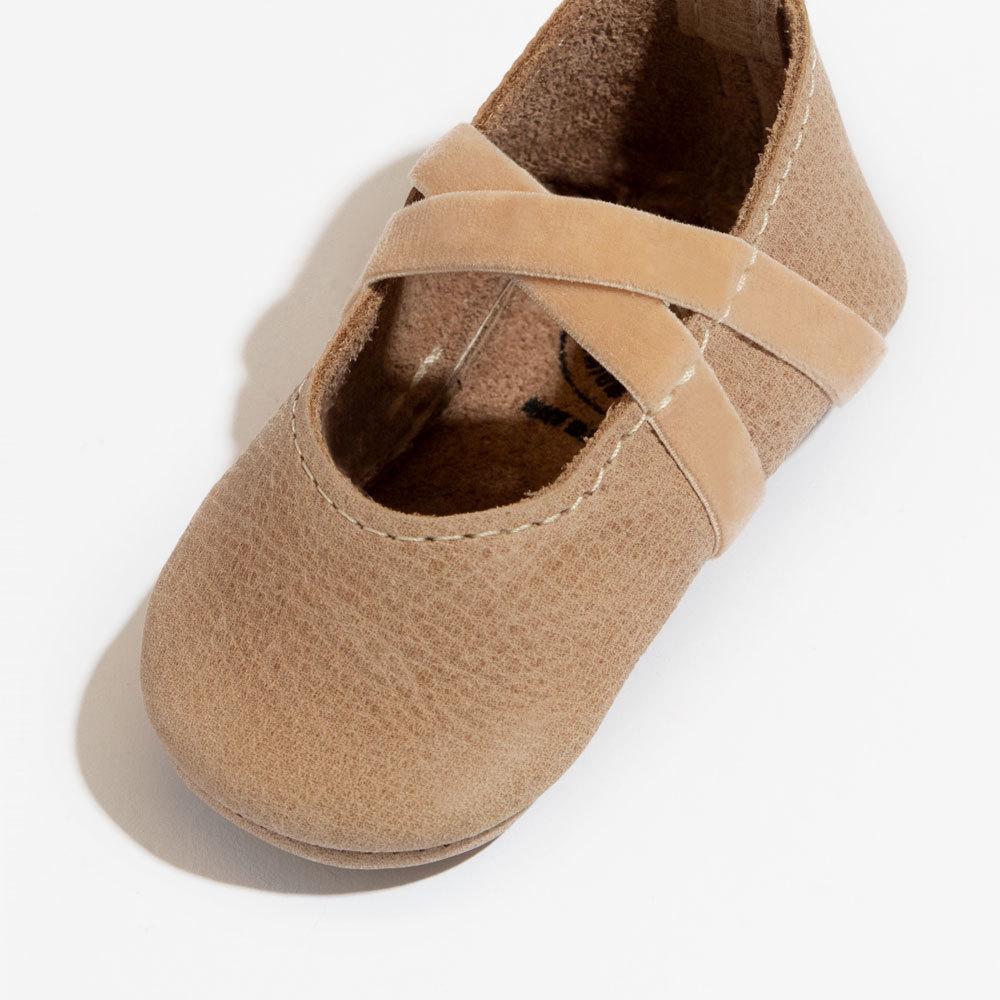 Weathered Brown Ballet Slipper Baby Shoe - Tenth &amp; Pine - Ballet Slipper - Soft Sole - 1