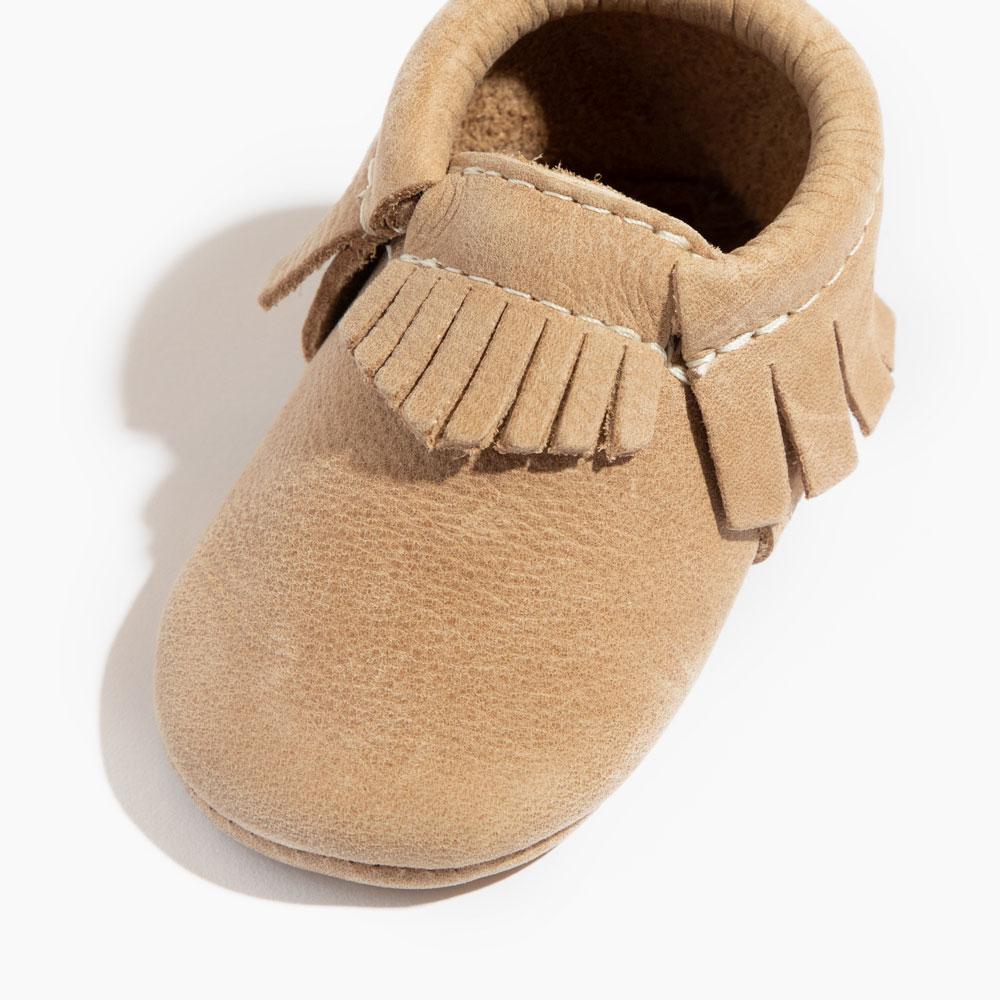 Weathered Brown Moccasin Baby Shoe - Tenth &amp; Pine - Moccasin - Soft Sole - 1