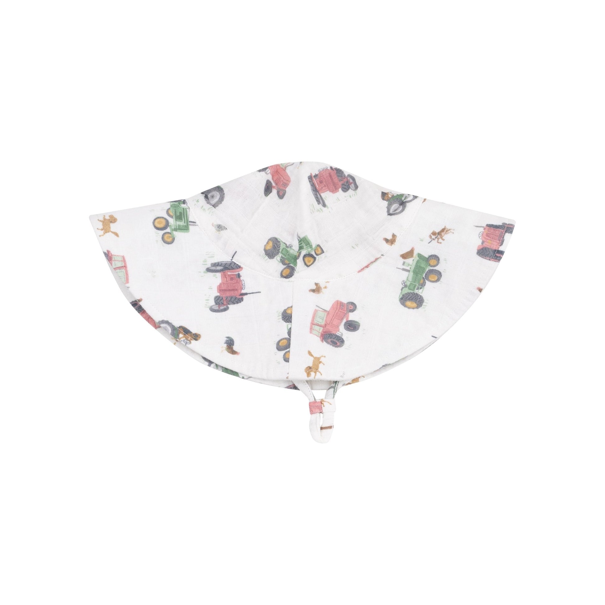 Wide Brim Sunhat - Tractors and Friends Pink - Tenth & Pine - Sunhat - 0 - 6M - Angel Dear