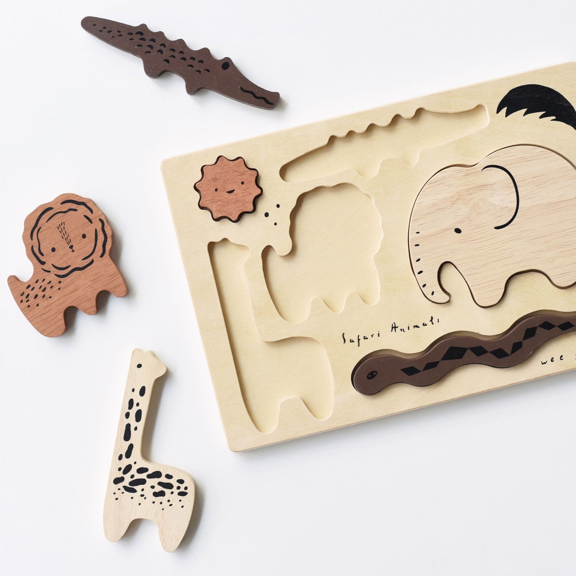 Wooden Tray Puzzle - Safari Animals - Tenth & Pine - Wooden Toys - 