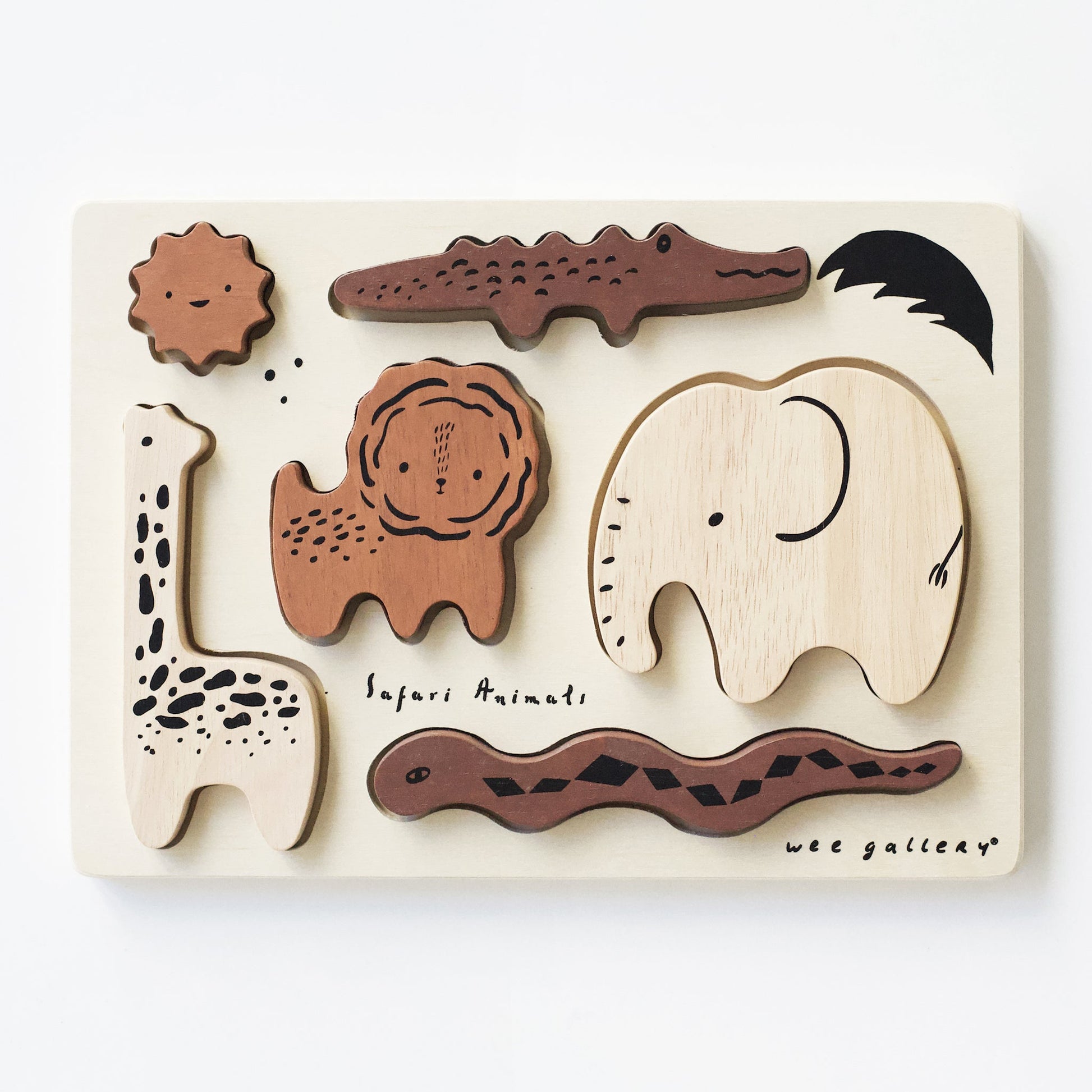 Wooden Tray Puzzle - Safari Animals - Tenth & Pine - Wooden Toys - 