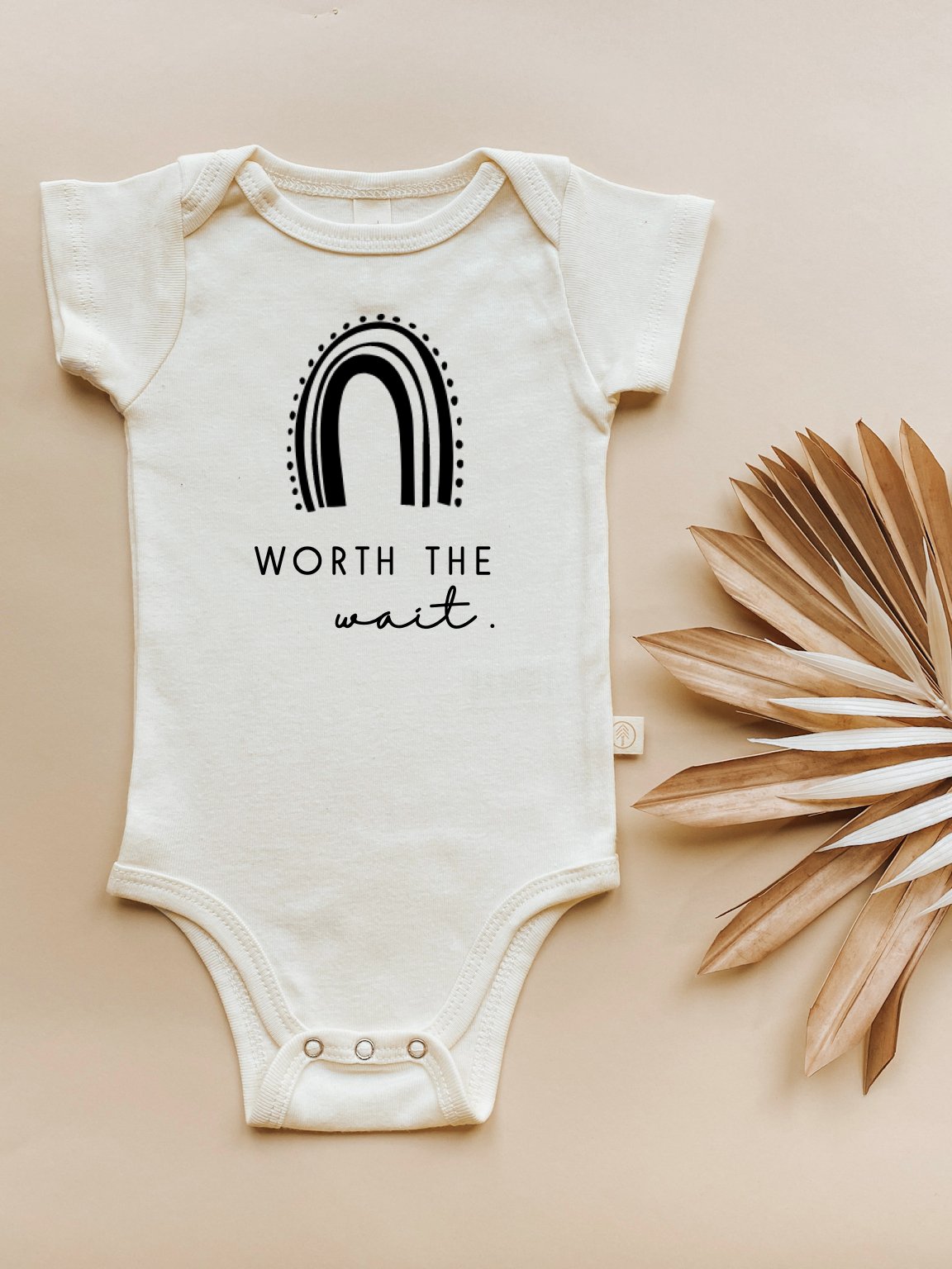 Worth the Wait Rainbow - Organic Cotton Bodysuit - Tenth & Pine - Short Sleeve Onesie - 0 - 3M