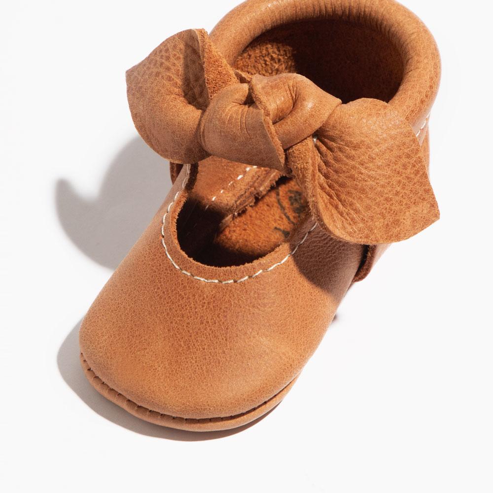 Zion Knotted Bow Baby Shoe - Tenth &amp; Pine - Knotted Bow Mocc - Soft Sole - Newborn