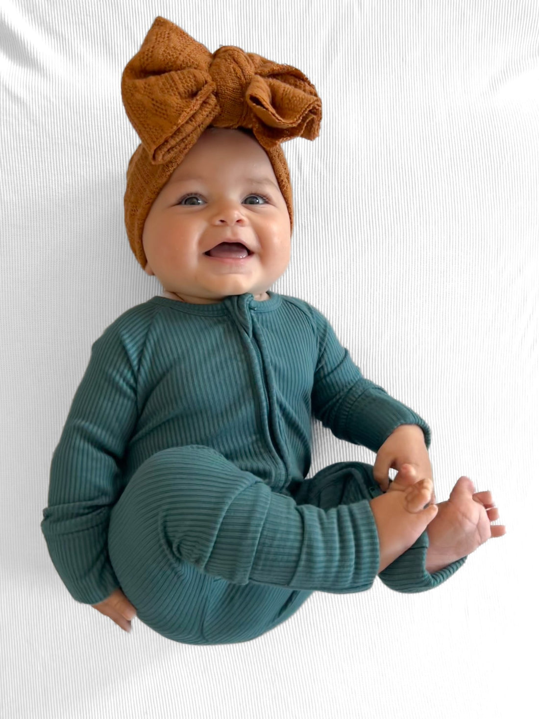 ZIP ROMPER - Peacock Ribbed - Tenth &amp; Pine - zip rompers - ribbed - 0/3m