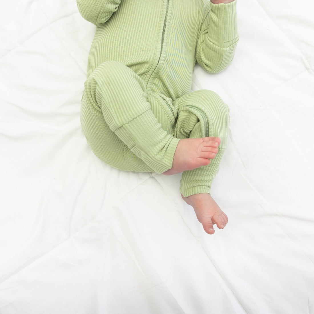 ZIP ROMPER - Pistachio Ribbed - Tenth &amp; Pine - zip rompers - ribbed - 0/3m