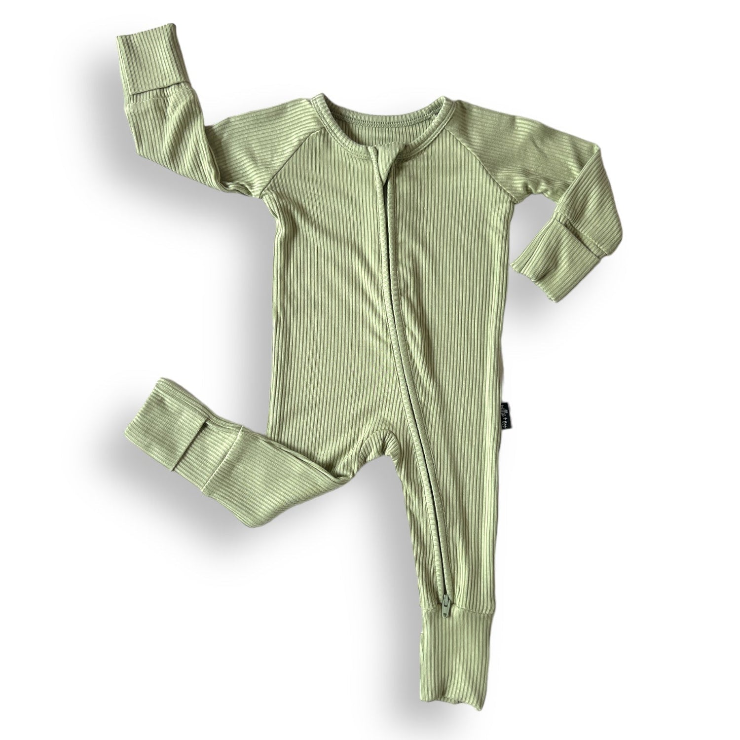 ZIP ROMPER - Pistachio Ribbed - Tenth &amp; Pine - zip rompers - ribbed - 0/3m