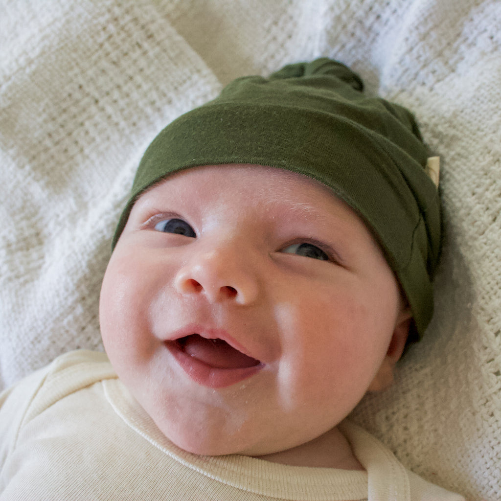Bamboo Baby Top Knot Hat - Olive - Tenth and Pine - Organic Baby Clothes