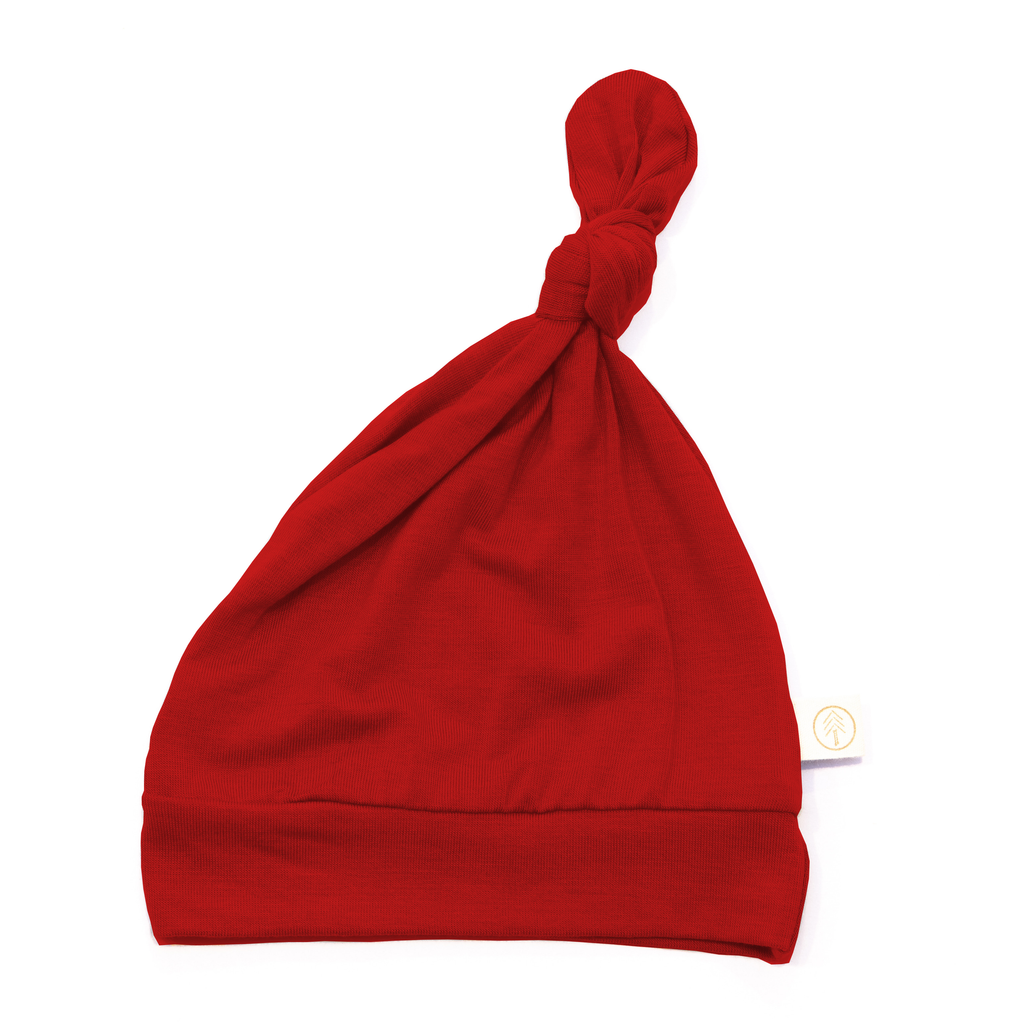 Bamboo Baby Top Knot Hat - Red - Tenth and Pine - Organic Baby Clothes