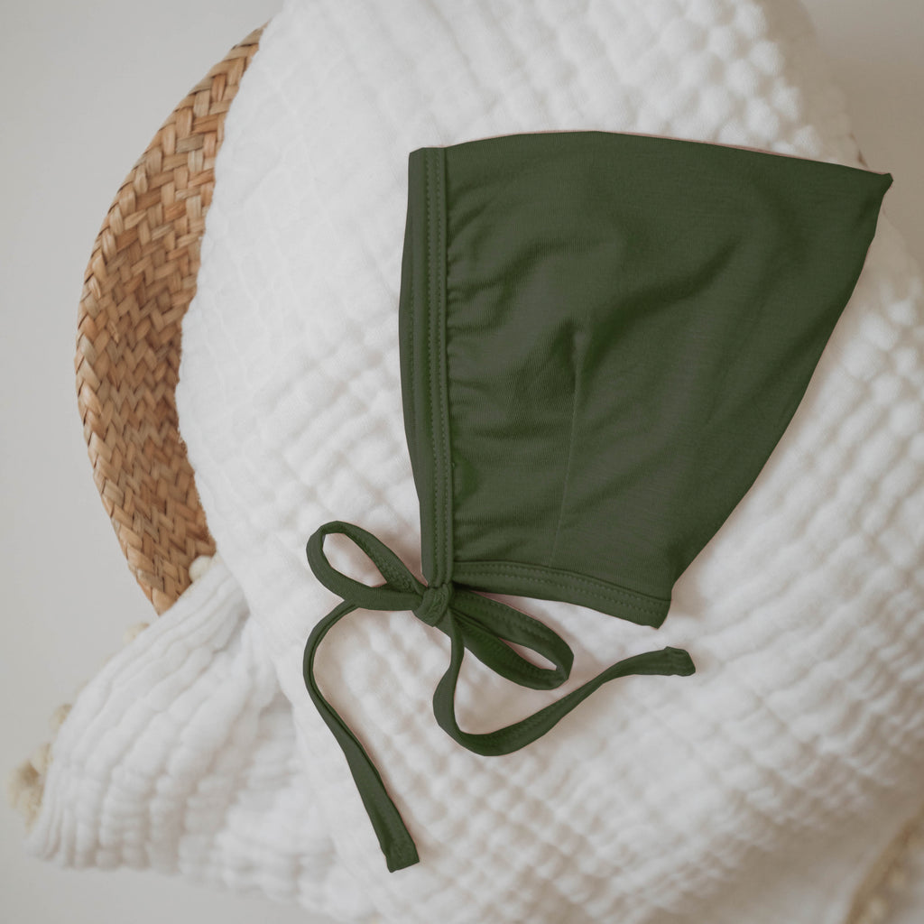 Bamboo Pixie Bonnet - Olive - Tenth and Pine - Organic Baby Clothes