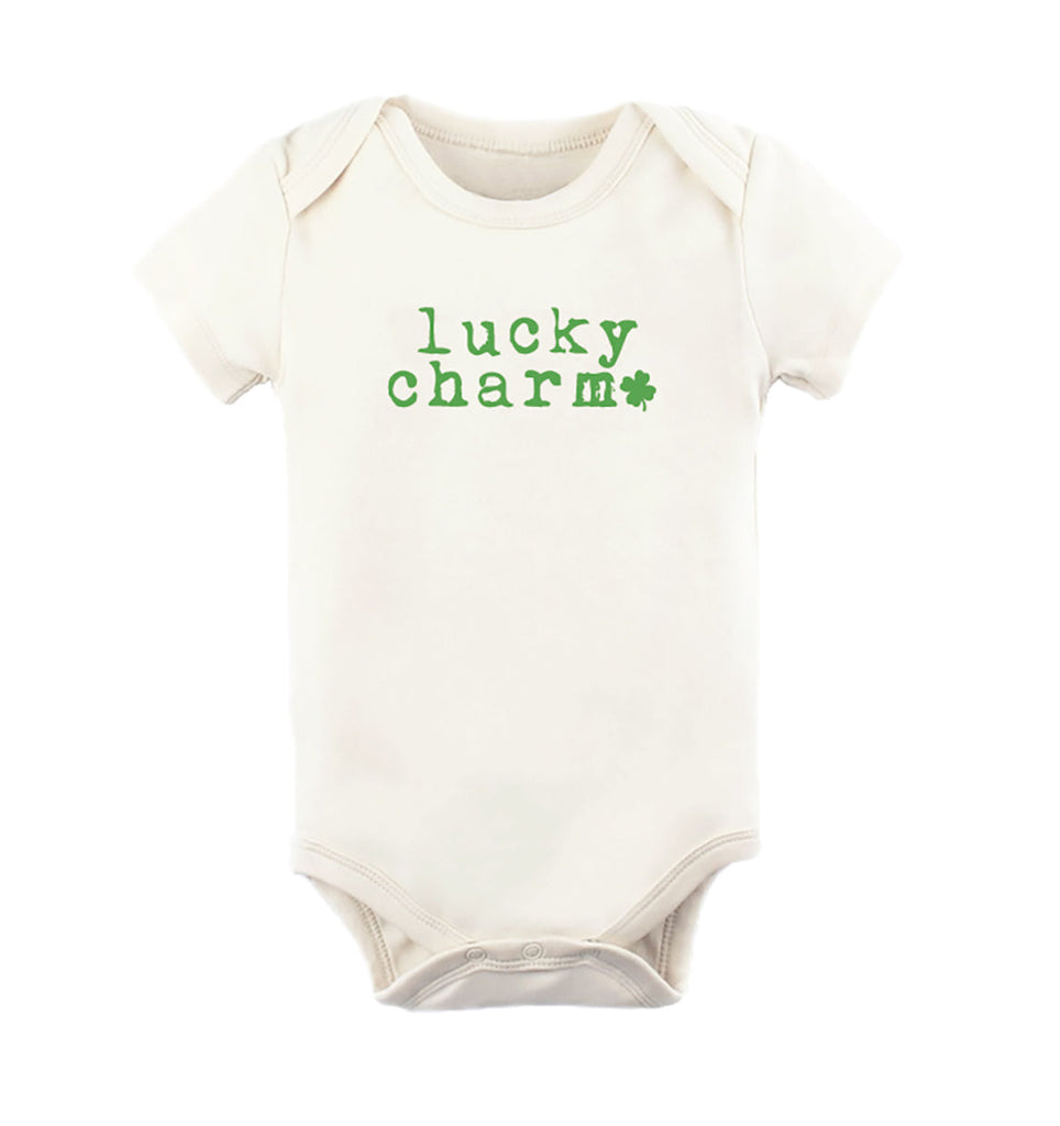 Short Sleeve Organic Bodysuit - Lucky Charm Shamrock - Green - Tenth and Pine - Organic Baby Clothes