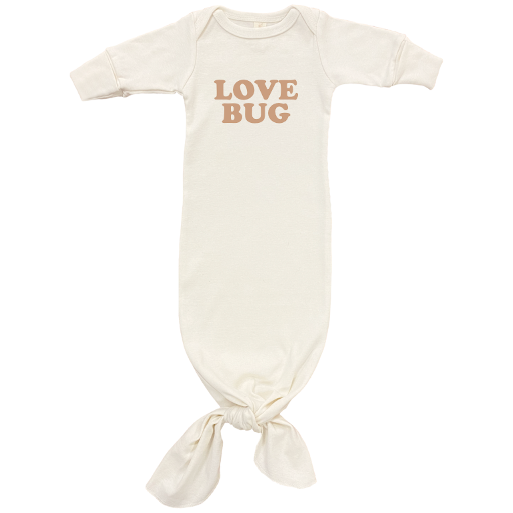 Love Bug - Organic Infant Gown - Clay - Tenth and Pine - Organic Baby Clothes