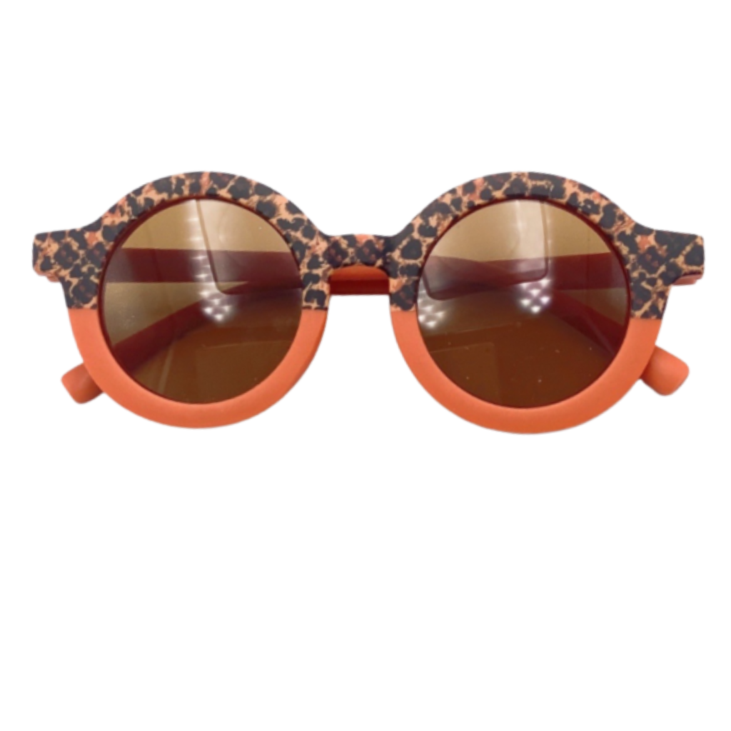 Round Two Tone Cheetah Sunglasses - Rust - Tenth and Pine - Organic Baby Clothes