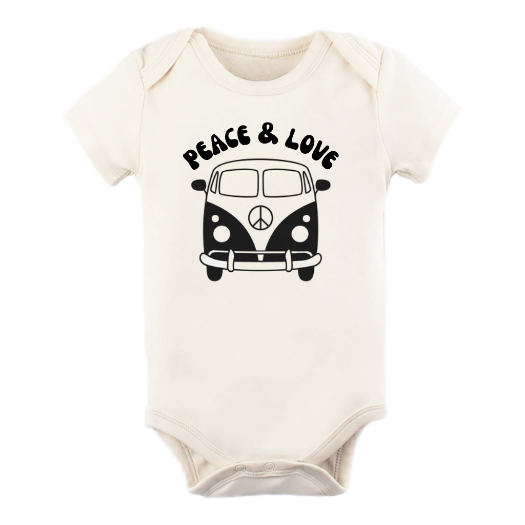 Organic Cotton Bodysuit - Vintage Peace & Love Bus - Tenth and Pine - Organic Baby Clothes