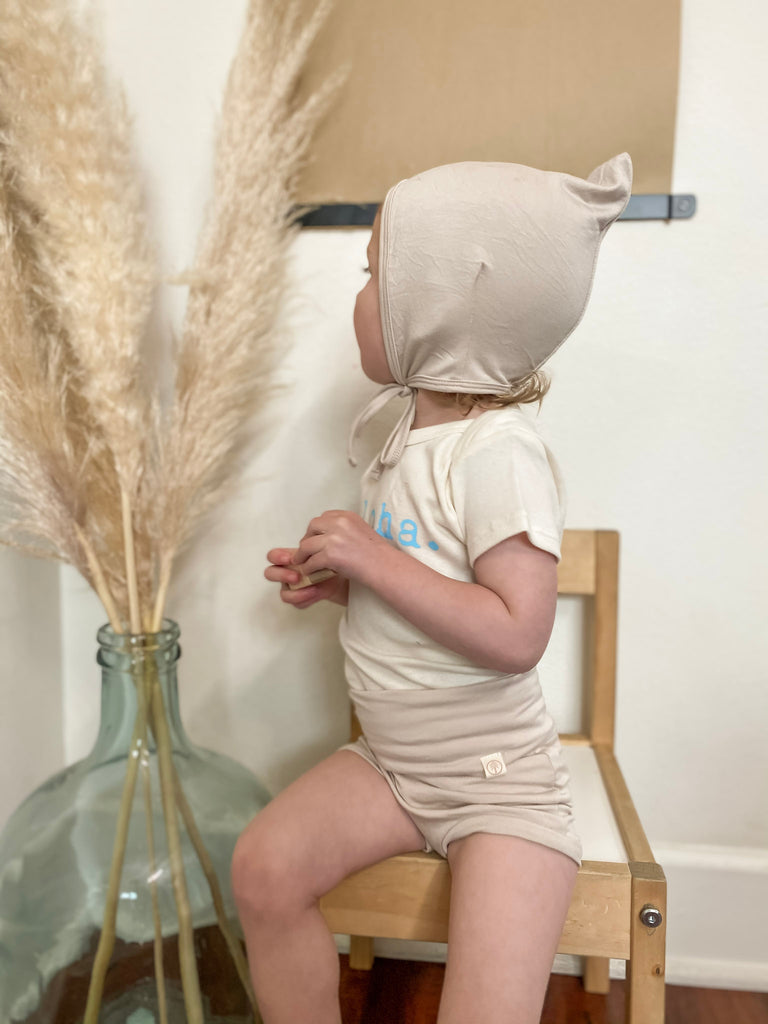 Bamboo Pixie Bonnet - Sand - Tenth and Pine - Organic Baby Clothes
