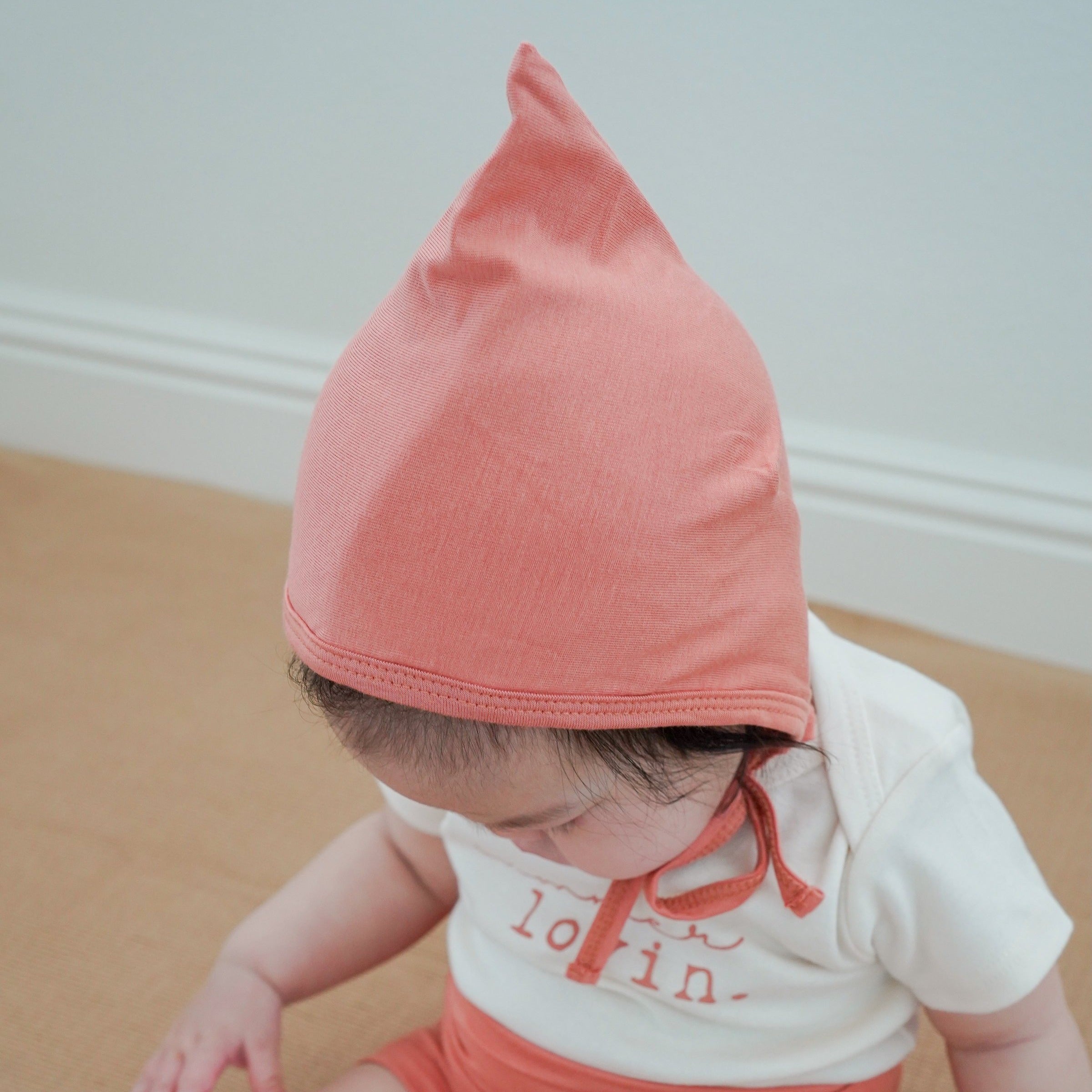 Bamboo Pixie Bonnet - Coral - Tenth and Pine - Organic Baby Clothes
