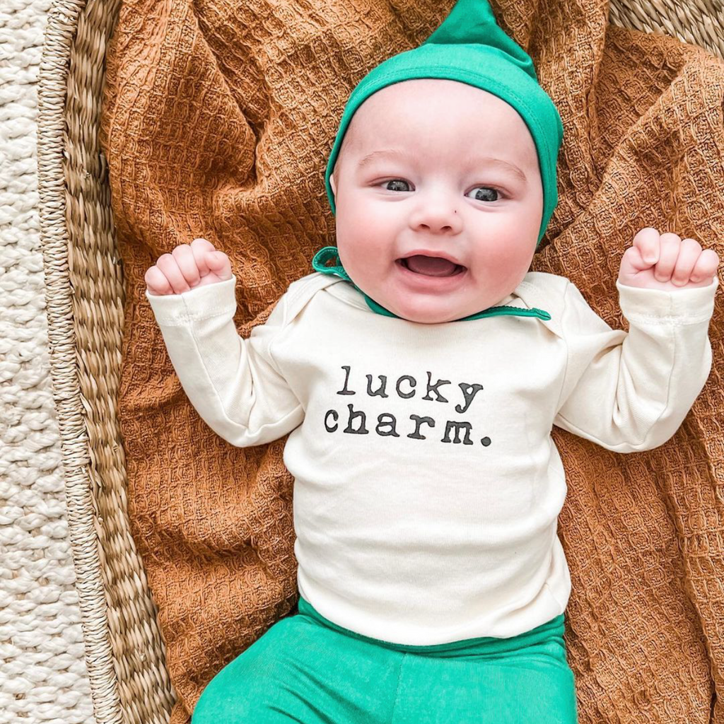 Long Sleeve Organic Bodysuit - Lucky Charm - Tenth and Pine - Organic Baby Clothes