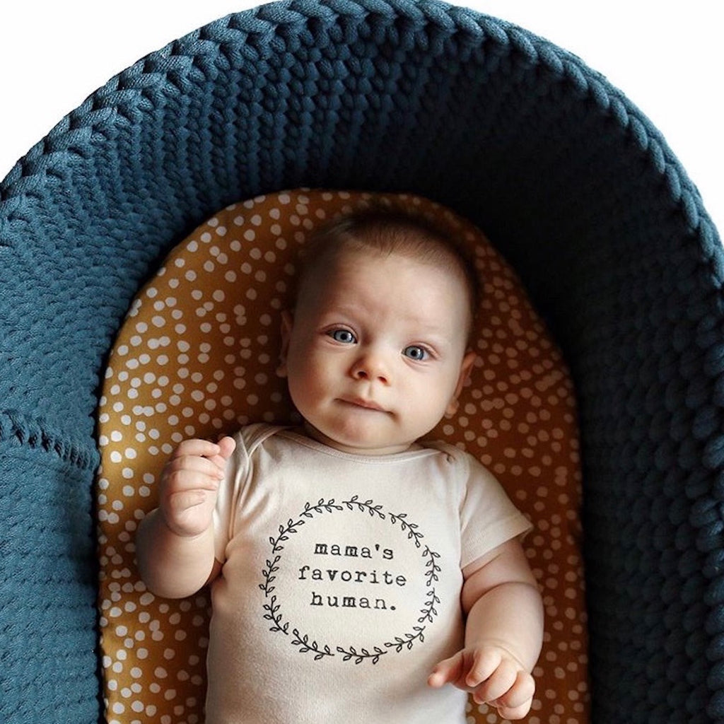Mama's Favorite Human - Organic Bodysuit - Black - Tenth and Pine - Organic Baby Clothes