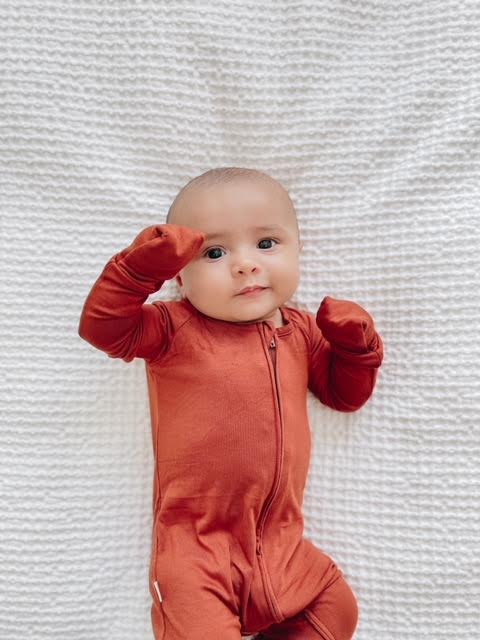 Organic Bamboo Viscose 2 Way Zipper Romper - Chestnut - Tenth and Pine - Organic Baby Clothes