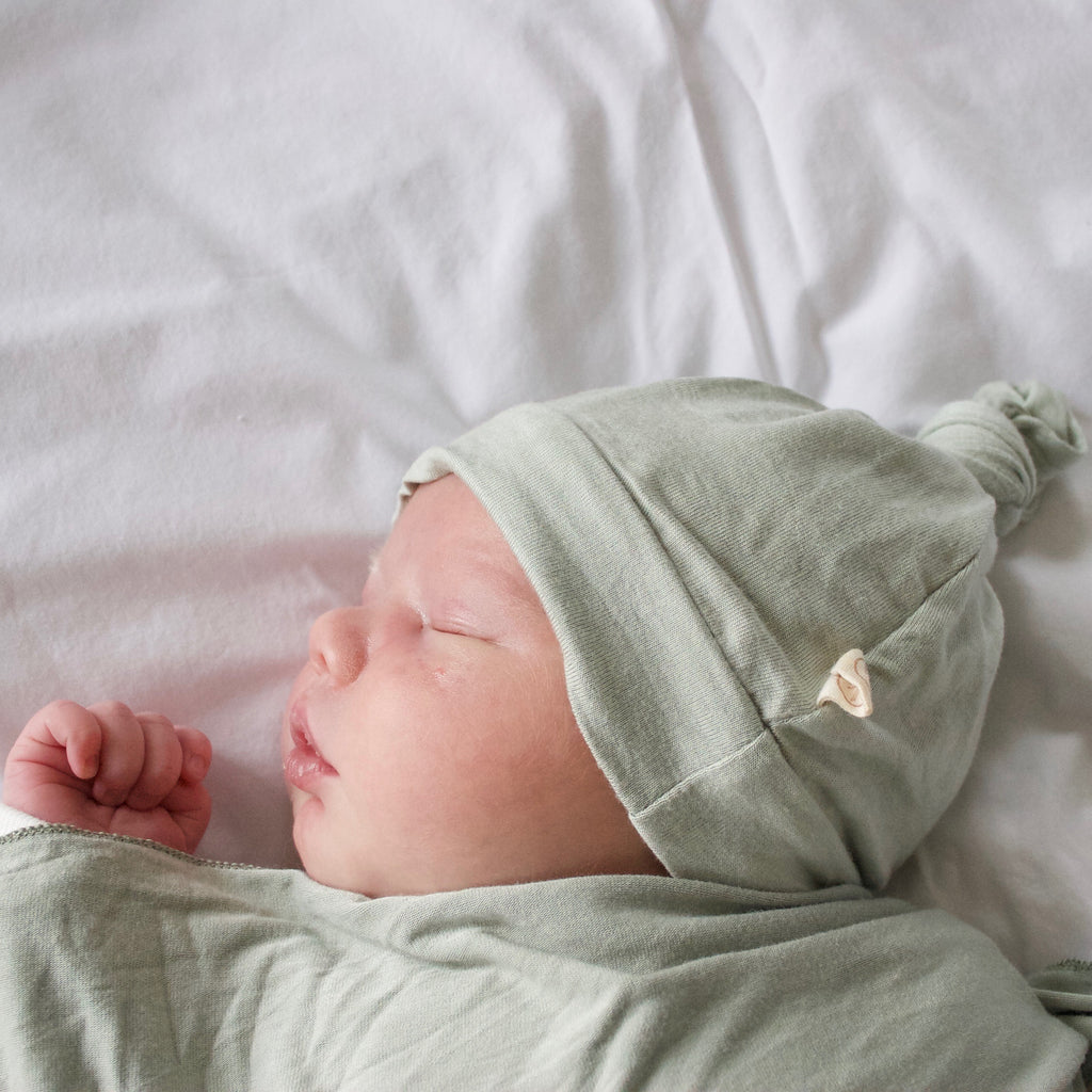 Bamboo Baby Top Knot Hat - Sage - Tenth and Pine - Organic Baby Clothes