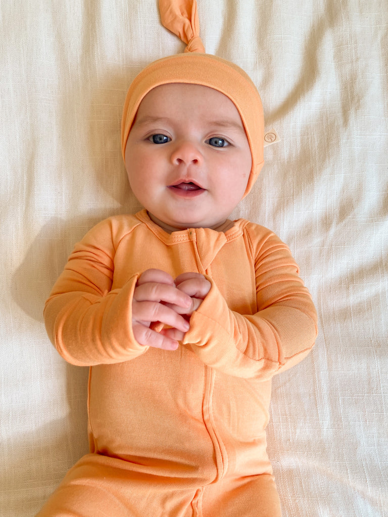 Bamboo Baby Top Knot Hat - Mango - Tenth and Pine - Organic Baby Clothes