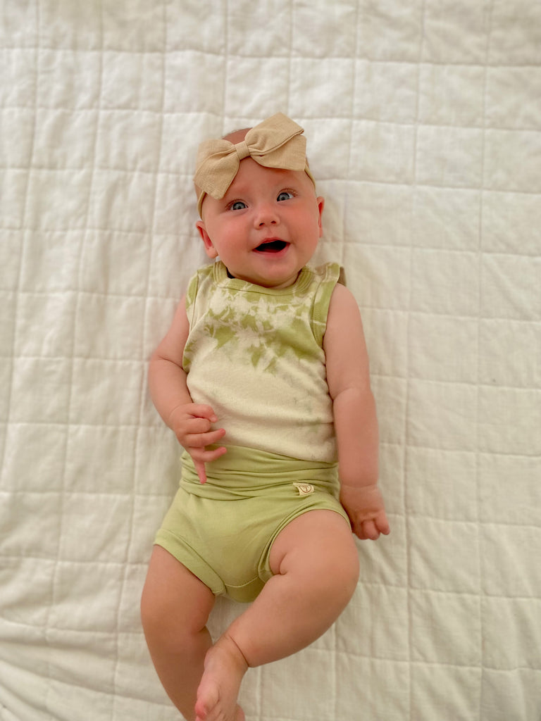 Organic Cotton Sleeveless Bodysuit - Kiwi Tie Dye - Tenth and Pine - Organic Baby Clothes