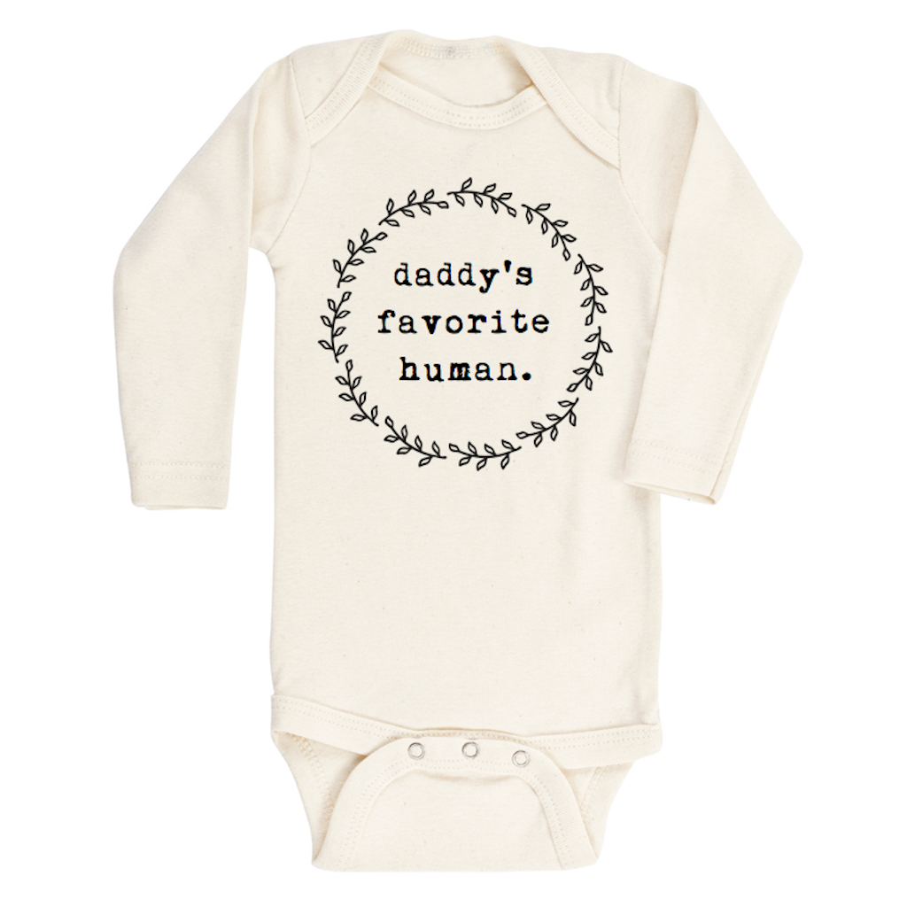 Daddy's Favorite Human - Organic Bodysuit - Long Sleeve - Black - Tenth and Pine - Organic Baby Clothes