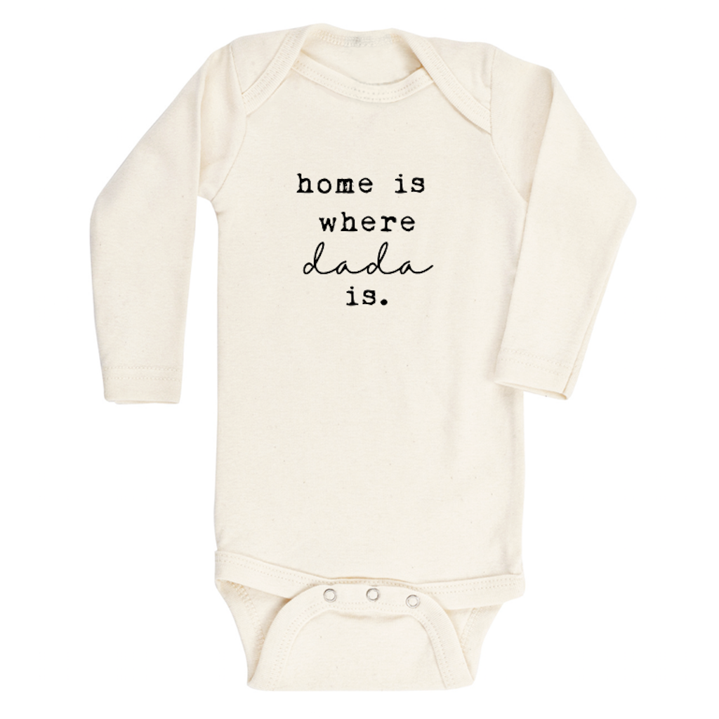 Home is Where Dada Is - Organic Bodysuit - Long Sleeve - Black - Tenth and Pine - Organic Baby Clothes