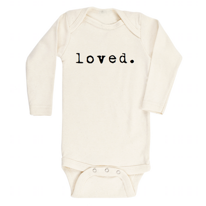Loved. - Organic Bodysuit - Long Sleeve - Black - Tenth and Pine - Organic Baby Clothes - Sustainable baby clothes