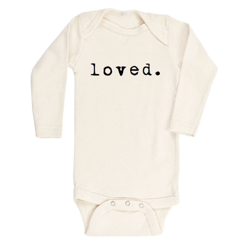 Loved. - Organic Bodysuit - Long Sleeve - Black - Tenth and Pine - Organic Baby Clothes - Sustainable baby clothes