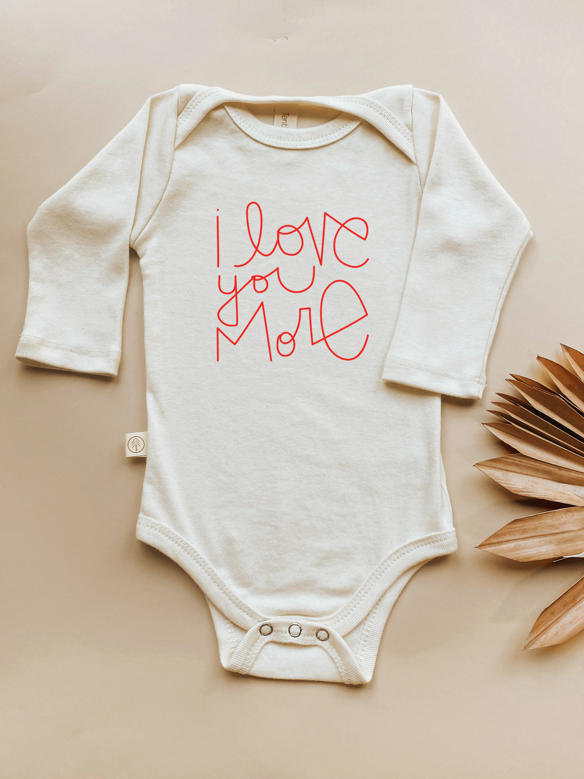 0/3m| I Love You More - Long Sleeve Organic Cotton Bodysuit | Red