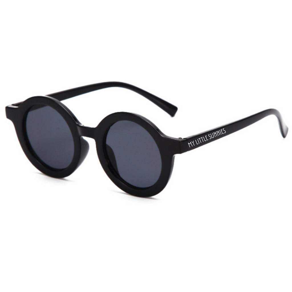 Round Retro Sunglasses - Shiny Black - Tenth and Pine - Organic Baby Clothes