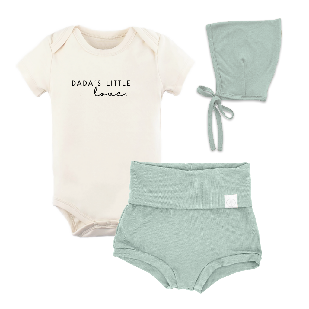 Dadas Little Love -  Bundle Sage Bloomers Bonnet Outfit Set - Tenth and Pine - Organic Baby Clothes