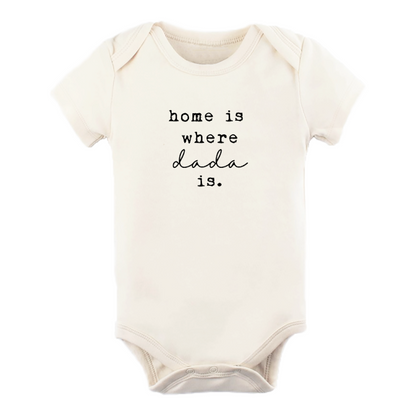 Home Is Where Dada Is - Organic Bodysuit - Black - Tenth and Pine - Organic Baby Clothes