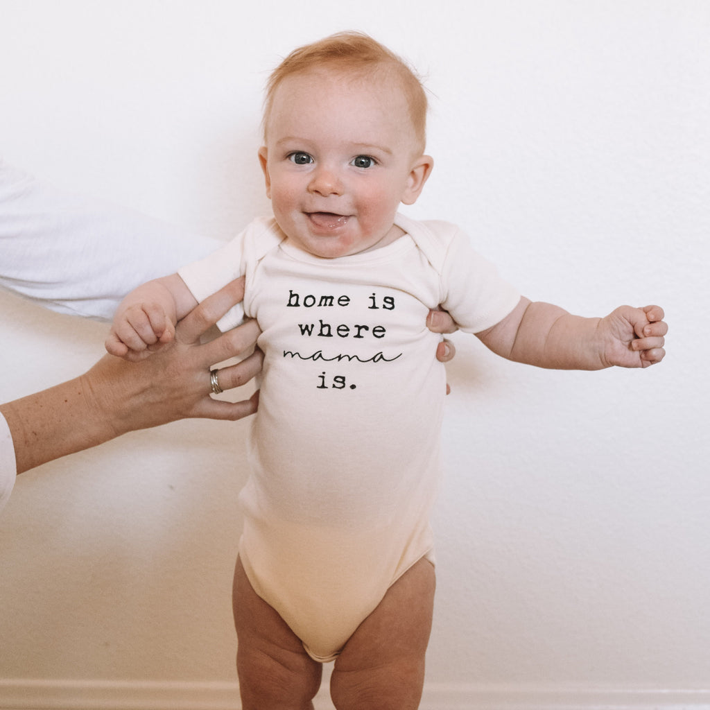Home Is Where Mama Is - Organic Bodysuit - Black - Tenth and Pine - Organic Baby Clothes