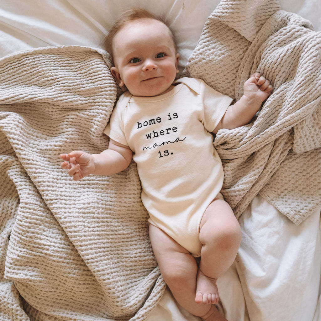 Home Is Where Mama Is - Organic Bodysuit - Black - Tenth and Pine - Organic Baby Clothes