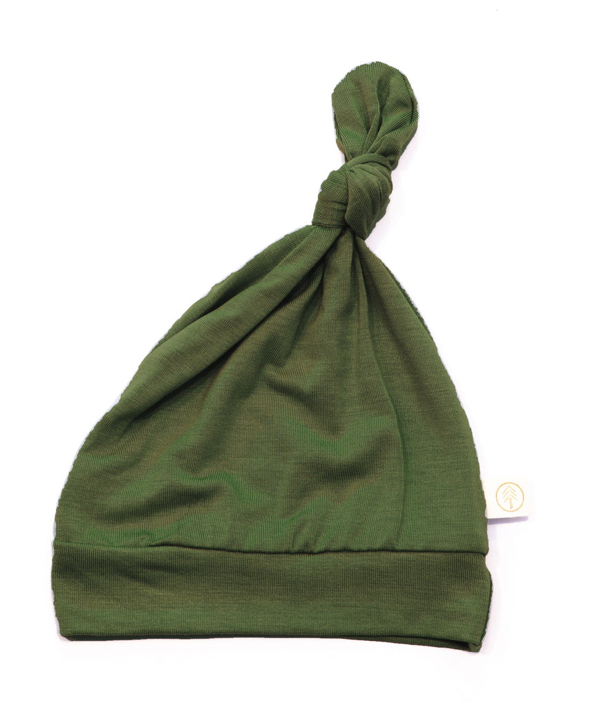 Bamboo Baby Top Knot Hat - Olive - Tenth and Pine - Organic Baby Clothes
